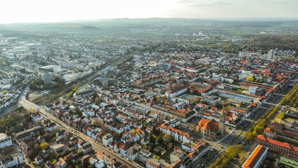 Obraz premium Ludwigsburg Innenstadt von oben bei Sonnenuntergang