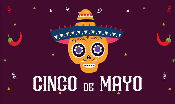 Cinco de Mayo - May 5, a federal holiday in Mexico banner template for independence celebration background. Fiesta banner and poster design with flags, flowers, and decorations. dia de los muertos
