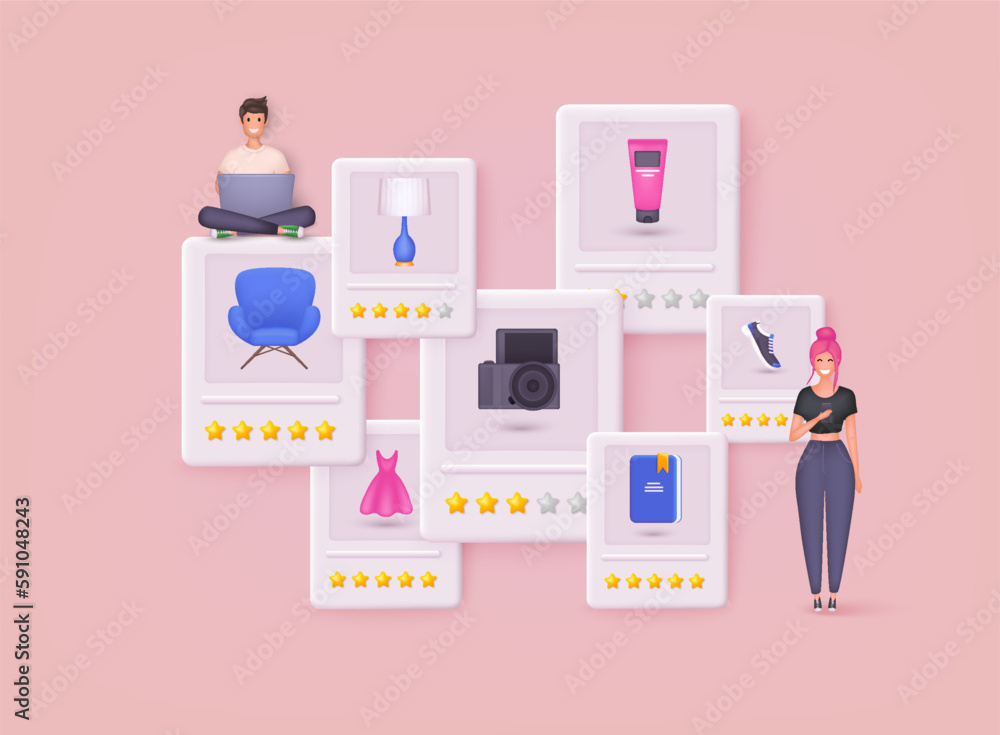 Poster user reviews and feedback concept. user reviews online. customer feedback review experience rating c