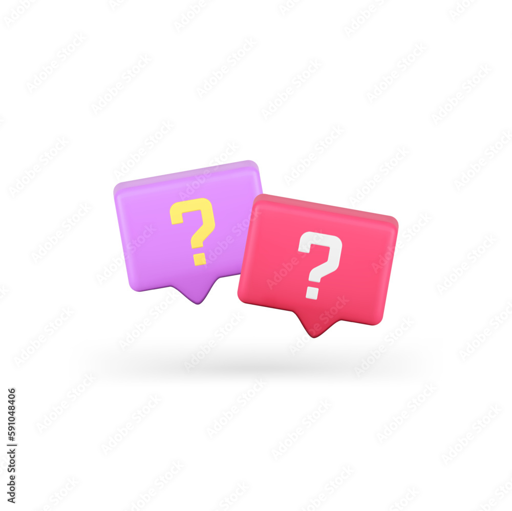 Poster question mark quick tips quiz brainstorm knowledge information 3d icon realistic vector illustration