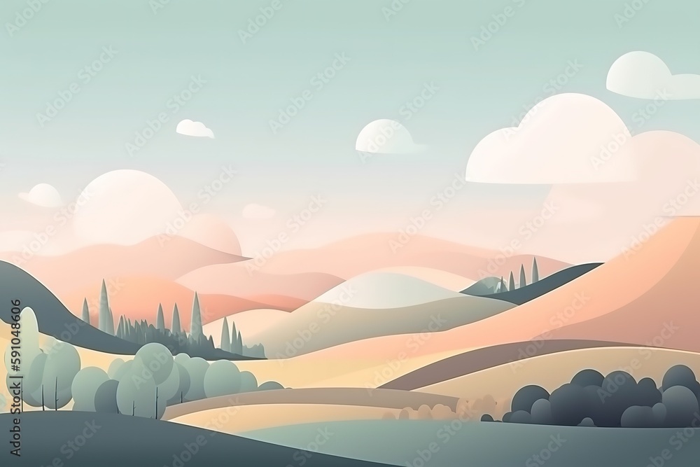 Poster abstract background of picturesque mountains in a pink shade.beautiful, minimalistic print for your 