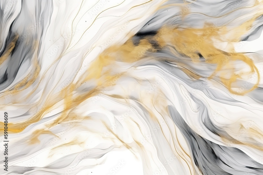 Poster abstract marble-style background in gray with gold elements.beautiful, minimalistic print for your d