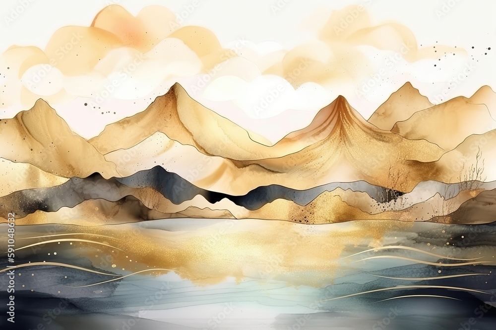 Poster abstract background of mountains in blue.beautiful, minimalistic print for your decor for postcard, 