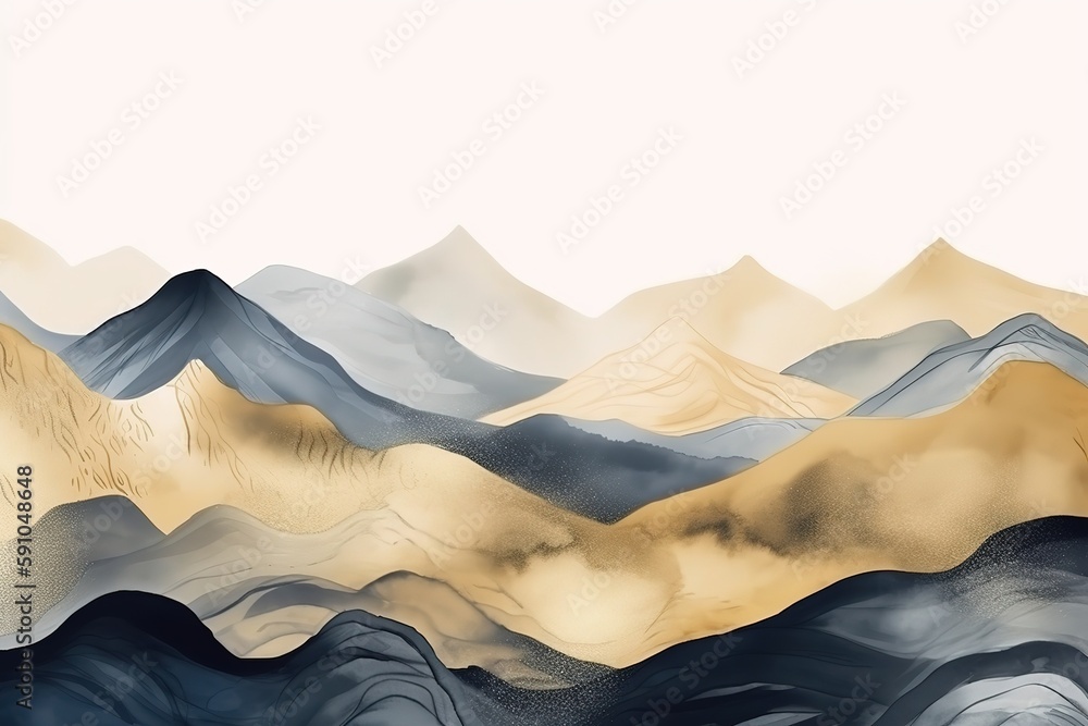 Poster abstract background of mountains in blue.beautiful, minimalistic print for your decor for postcard, 