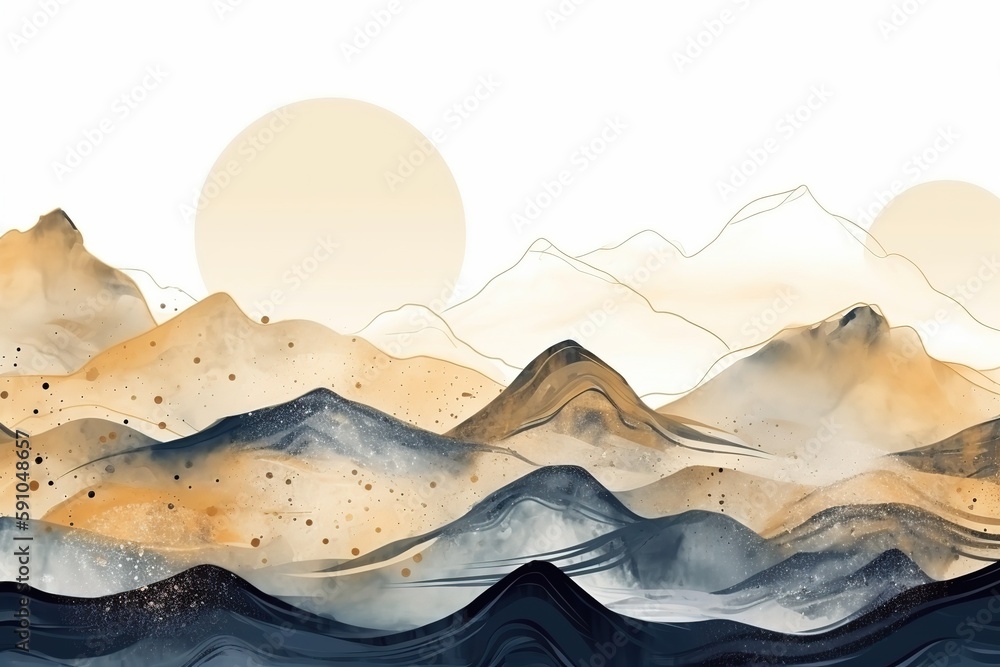 Poster abstract background of mountains in blue.beautiful, minimalistic print for your decor for postcard, 