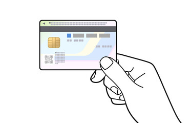 マイナンバーカードを持つ手のイラスト 