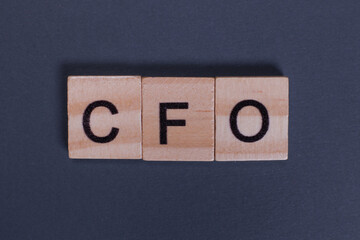 CFO Chief Financial Officer from wooden letters on a gray background