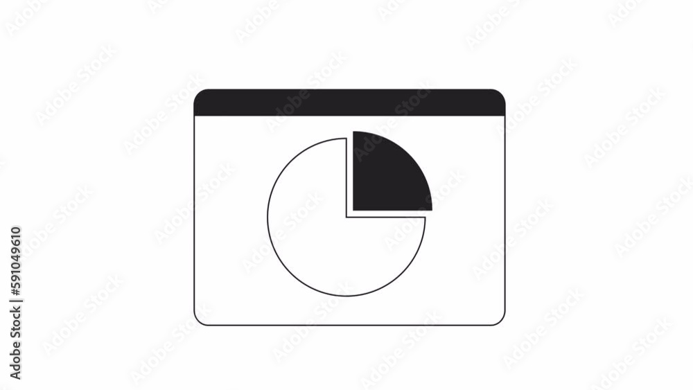 Poster animated mono web page with diagram. analytics screen. black and white thin line icon 4k video foota