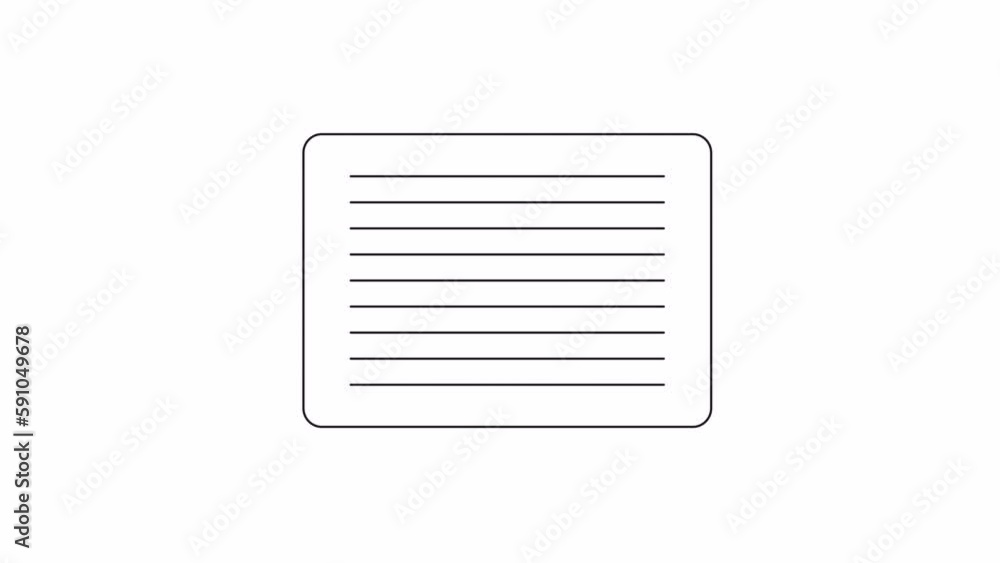 Poster animated mono square message box. note, mention in blog. black and white thin line icon 4k video foo