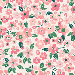 Cherry blossoms, sakura tree, seamless watercolor pattern. Vector illustration, ready to print. It can be used for wallpaper decoration, textile design.
