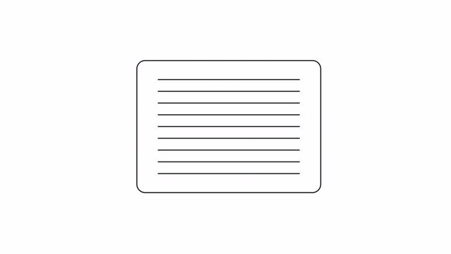 Animated mono square message box. Note, mention in blog. Black and white thin line icon 4K video footage for web design. Monochromatic isolated flat element animation with alpha channel transparency