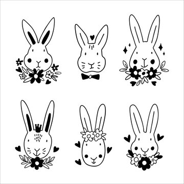Cute Rabbit bunny SVG Cut File Design set for Cricut and Silhouette.
