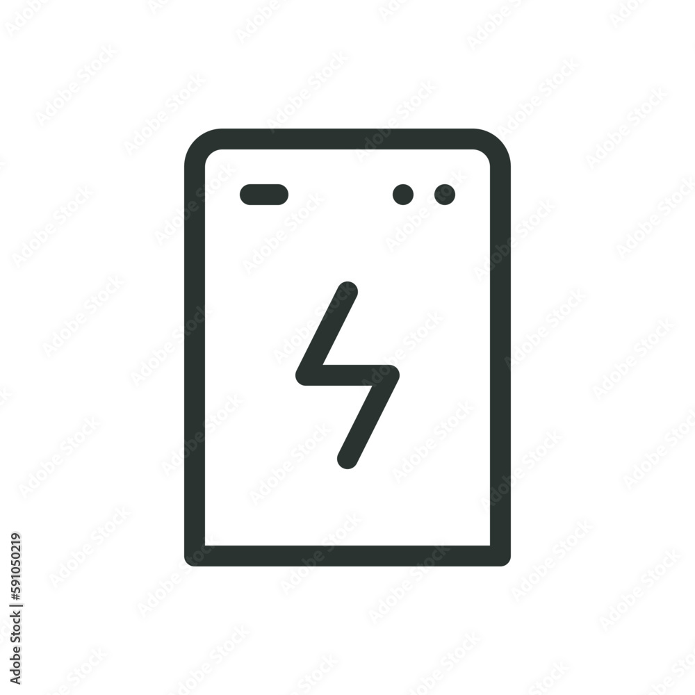 Poster uninterruptible power source isolated icon, ups for pc vector icon with editable stroke