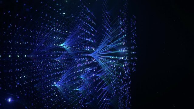 Loopable Illustrative 3D Animation of a Growing Neural Network. Concept: Artificial Intelligence, Chatbot, Deep Learning, Machine Learning and Large Language Model Visualization.