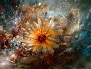 A magnificent, abstract, colorful spring flower meadow as a painting - Generative AI