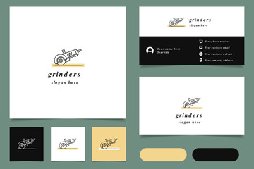 Fototapeta premium Grinders logo design with editable slogan. Branding book and business card template.