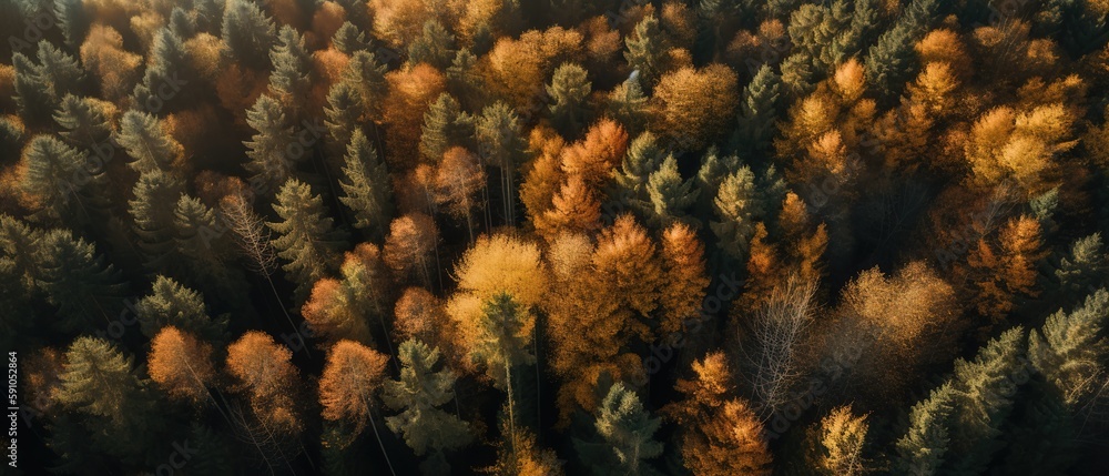 Aufkleber beautiful bird's-eye view of the rainforest.aerial view. panoramic shot. generative ai