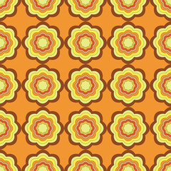 Vector retro seamless pattern of the 70s. Aesthetic style of the 60s and 70s.
