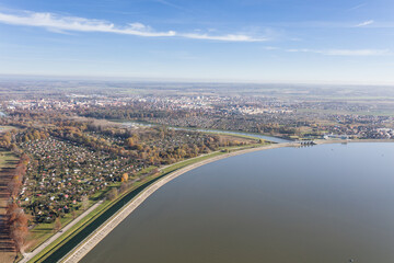 Aerial view over the city center