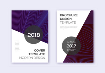 Modern cover design template set. Violet abstract