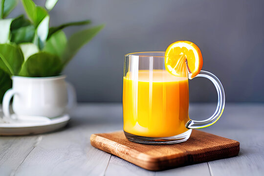 Orange Juice in glass mug, Generative Ai