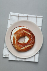 Concept of tasty food - bagel, top view