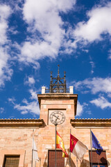 Fototapeta na wymiar Tower of the municipality of Almagro in Spain, with bell and clock