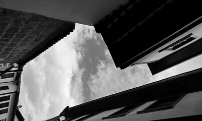 Black and white historical houses in Ankara Turkey
