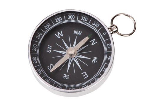 isolated compass shows direction
