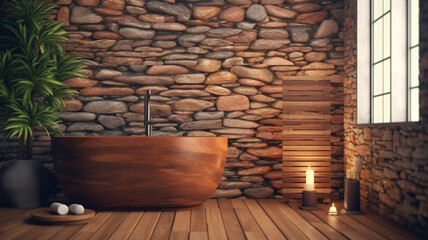 Escape to Tranquility: Spa-Like Bathroom with Freestanding Bathtub and Rain Shower