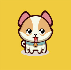 Hand drawn cartoon puppy design, cute character expression and Vector illustration for petshop logo