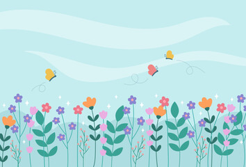 Illustration of spring flowers background