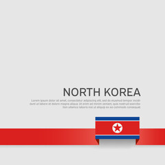North korea flag on white background. DPRK. Vector brochure design. Cover for business booklet. Ribbon with Democratic People Republic of Korea flag. National poster. State patriotic banner, flyer