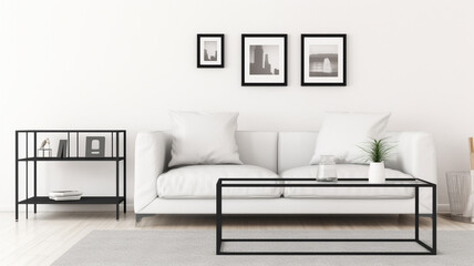 Contemporary Chic: Modern Minimalist Living Room, Generative AI