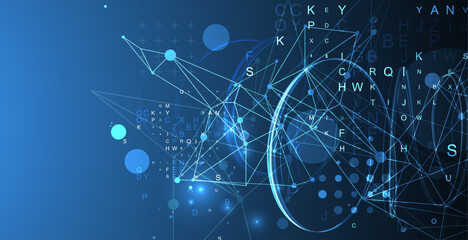 Abstract swirling  lines with plexus effect. Futuristic geometric composition.