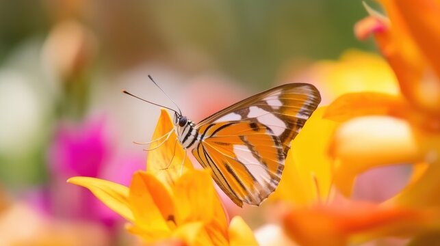 A beautiful butterfly on a flower. Generative AI image