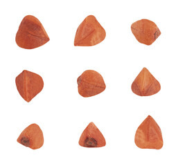 Raw buckwheat on white