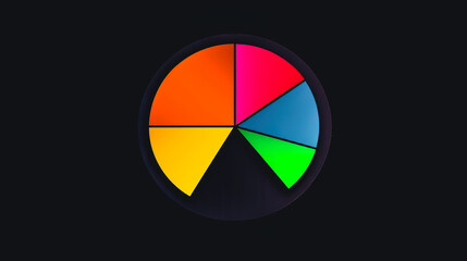 Fototapeta premium A circle divided into pieces of different colors, generative AI.