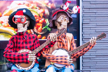 骸骨人形の店のデコレーション