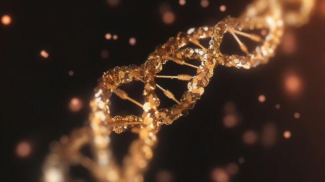 Digital illustration DNA structure in colour background with bokeh effect. generative ai
