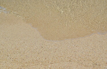 Fototapeta na wymiar Sea wave with clear water is surfing on sandy beach.