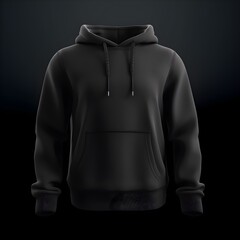 front view black hoodie for men for mockup