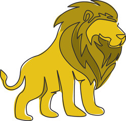 One single line drawing of wild lion for company business logo identity. Strong wildcat mammal animal mascot concept for national conservation park. Continuous line draw design vector illustration