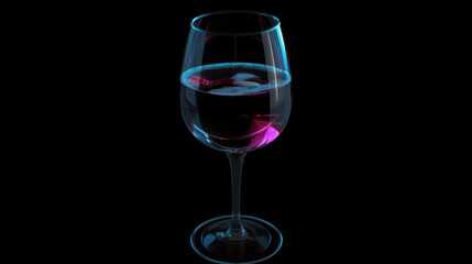 Red wine in a transparent glass goblet with highlights.