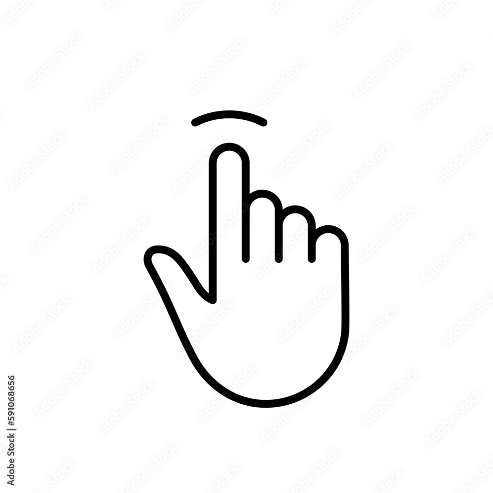 Poster tap gesture of computer mouse. pointer finger black line icon. cursor hand linear pictogram. touch c