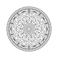 Circular ornament for adult and children's coloring books, scrapbooking or embroidery. Vector illustration in The zentangle technique. Doodle style isolated on white background.
