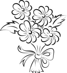 Fototapeta na wymiar Spring Flowers Pot. Hand drawn coloring garden flowers for print or use as poster, card, flyer or T Shirt