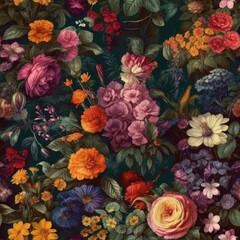 Incredible Detail: Vintage Flowers with Hyper-Realistic HD Clarity and a Stunning Seal Pattern
