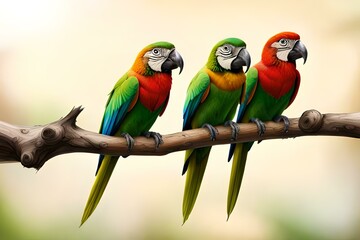 Fototapeta na wymiar Macaw parrot birds in tropical forest, Generative AI