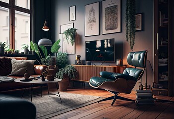 modern interior of a living room. Generative AI